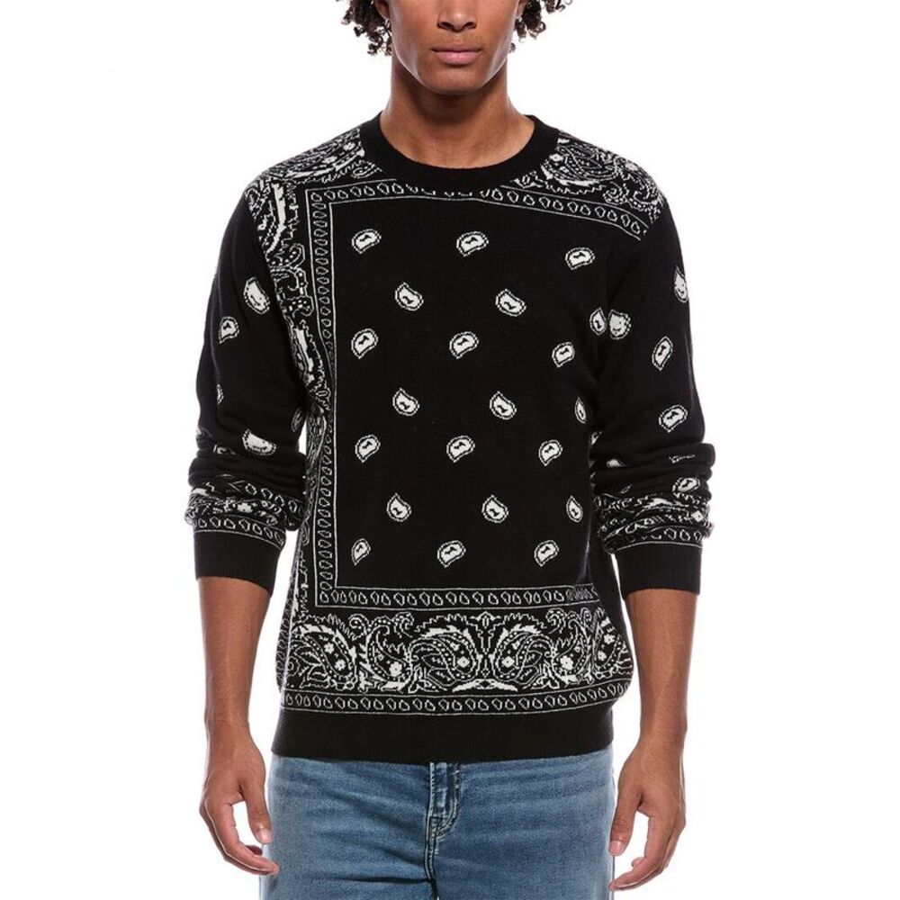 Rta Mens  Creed Wool & Cashmere-Blend Crewneck Sweater, Black